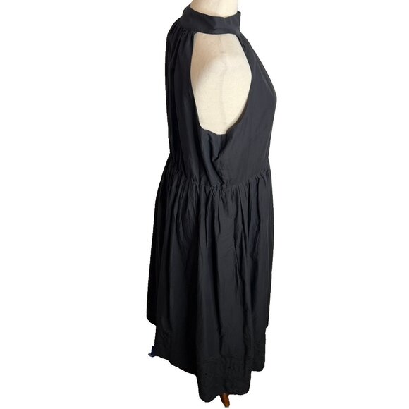 J.Crew Womens Tie-neck midi dress with eyelet trim Black Size 14 CK283 - Picture 5 of 8
